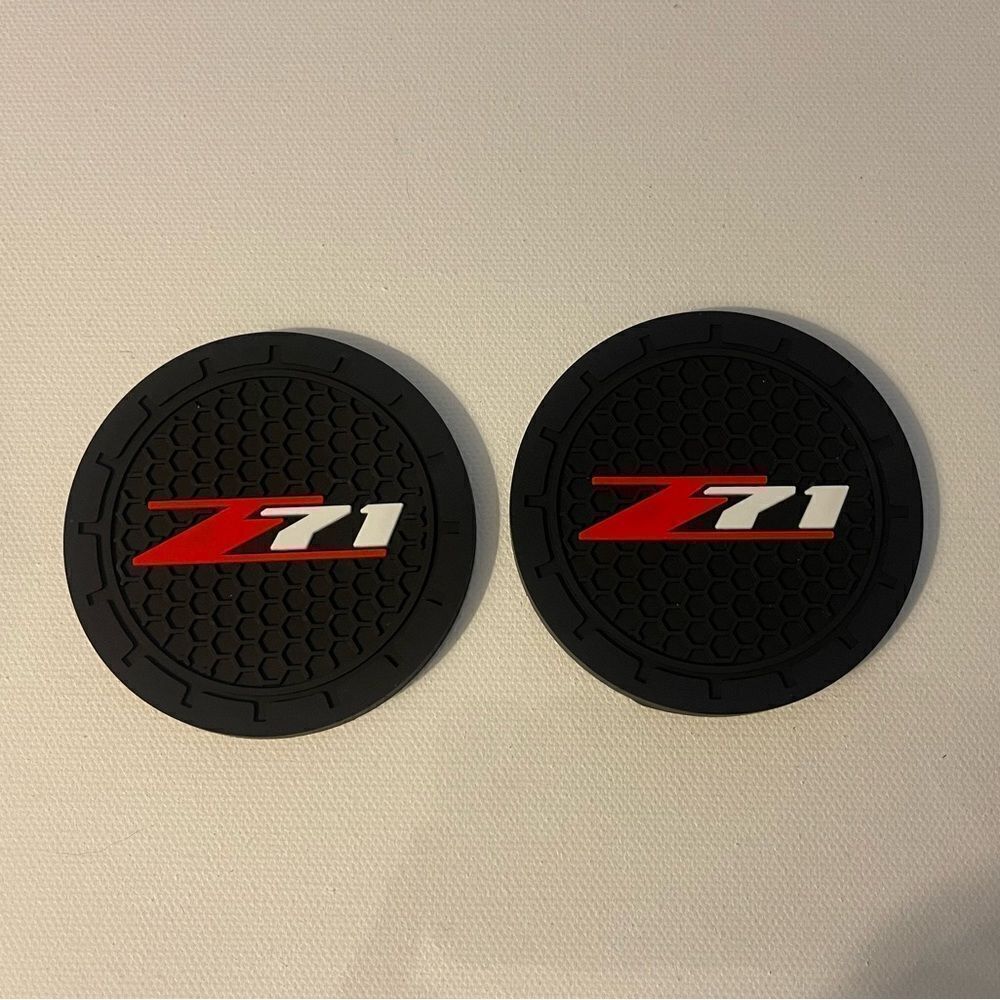 Z71 Car Cup Coasters in Black with Logo Set of 2 NWT